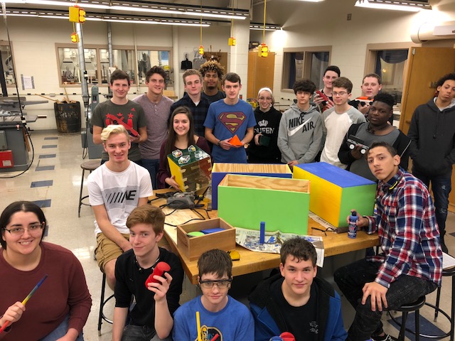 Students make the toys