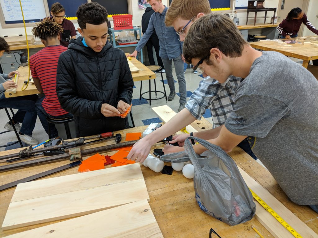 Students make the toys