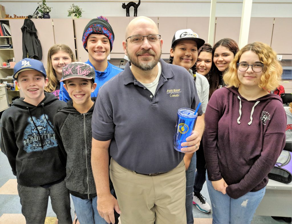 Employees with tumblers